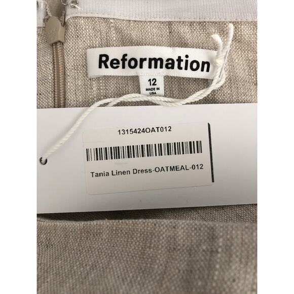 Reformation Tania Dress Women's Size 12 Linen in Oatmeal NEW - Picture 8 of 10